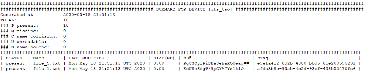 DTA download summary