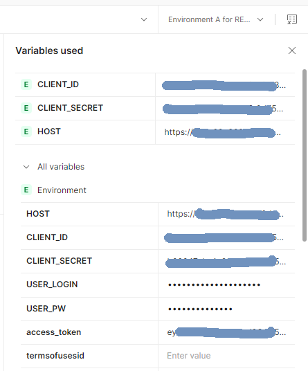 Access token variable in Variables pane