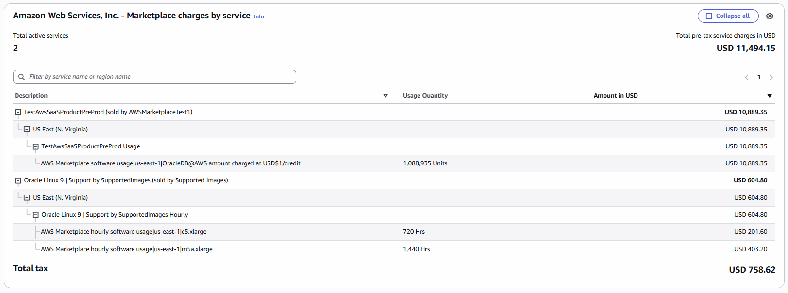 This screenshot shows the steps to monitor your charges by service.