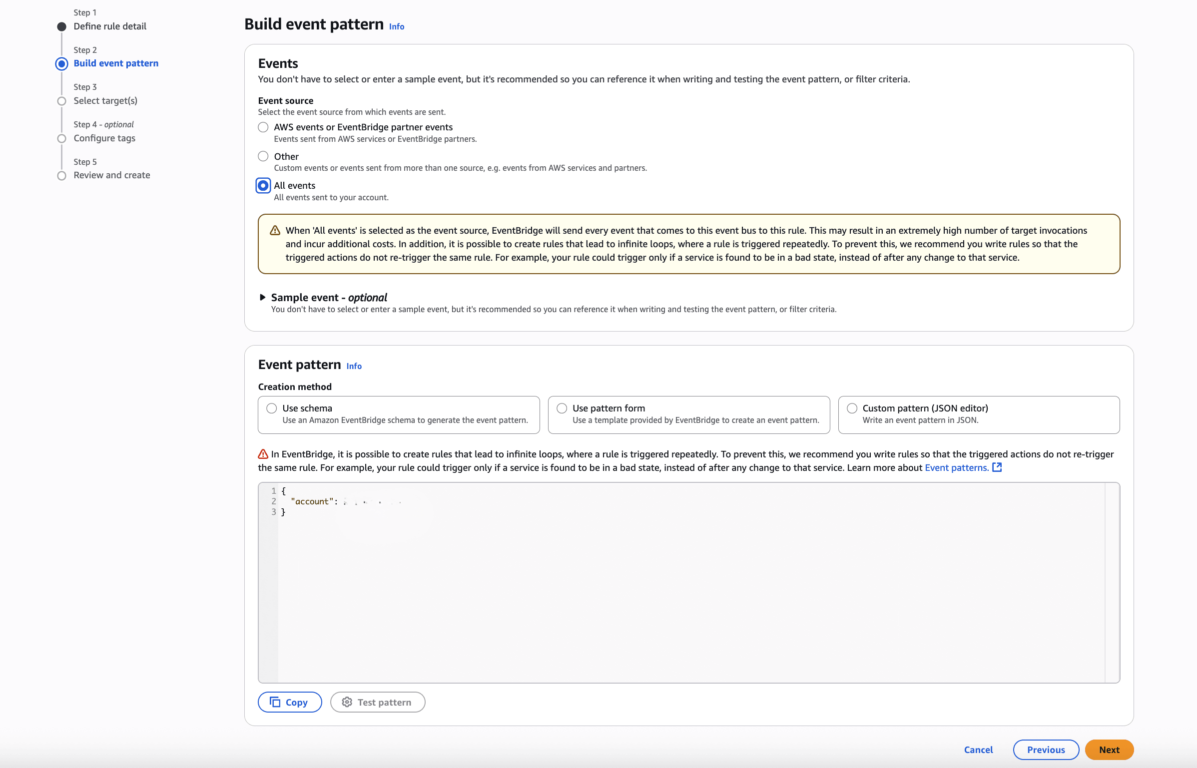 This screenshot shows the second part of creating a rule.