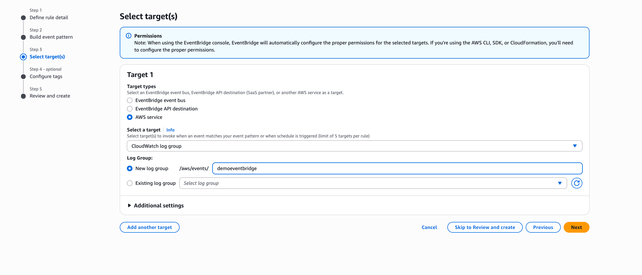 This screenshot shows the third part of creating a rule.