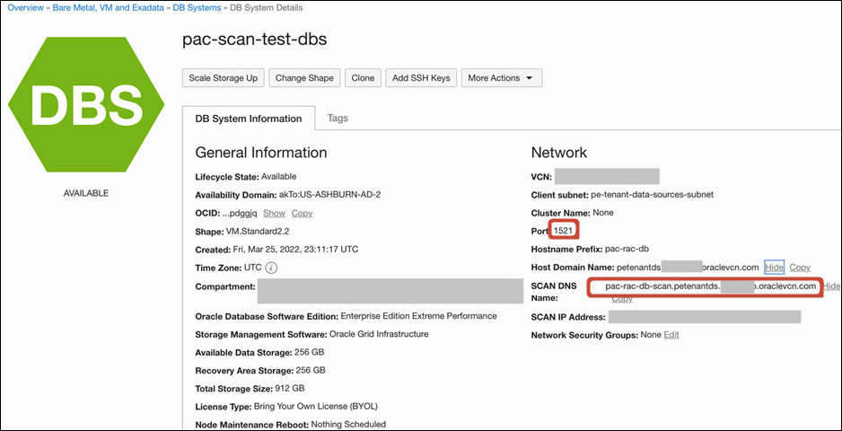 SCAN host and port