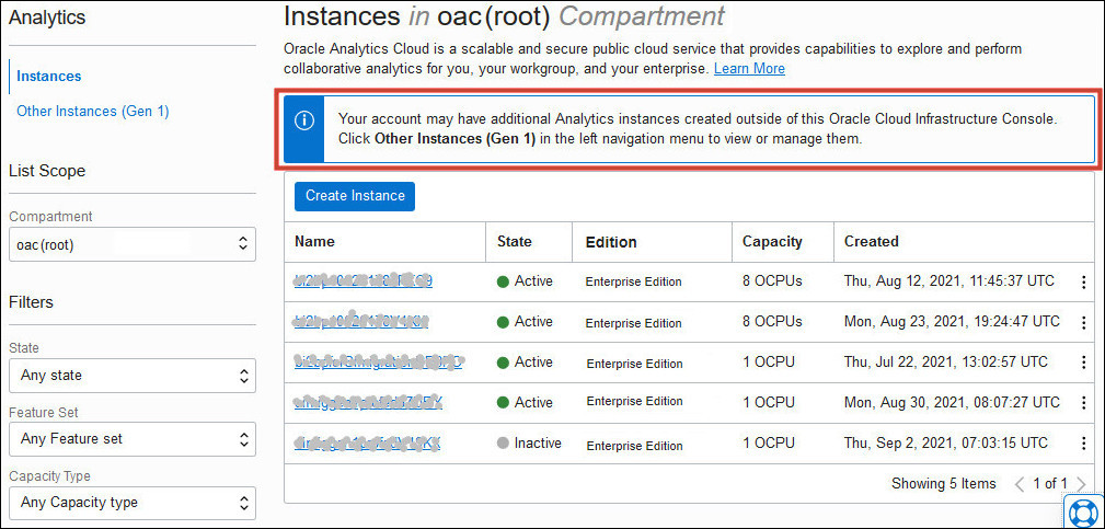 Description of oac_console_other_msg.jpg follows