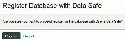 Register Database with Data Safe dialog