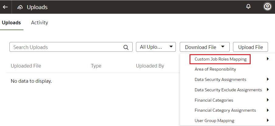 Download Custom Job Roles Mapping file