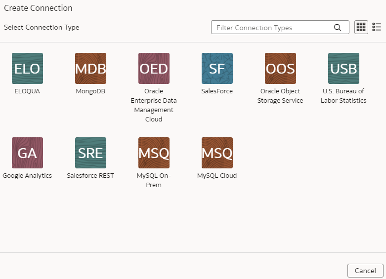 Oracle Enterprise Data Management Cloud connection option