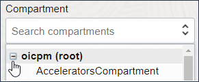 Pick a Compartment list expanded to display a hierarchy of compartments