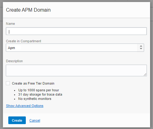 Create APM Domain