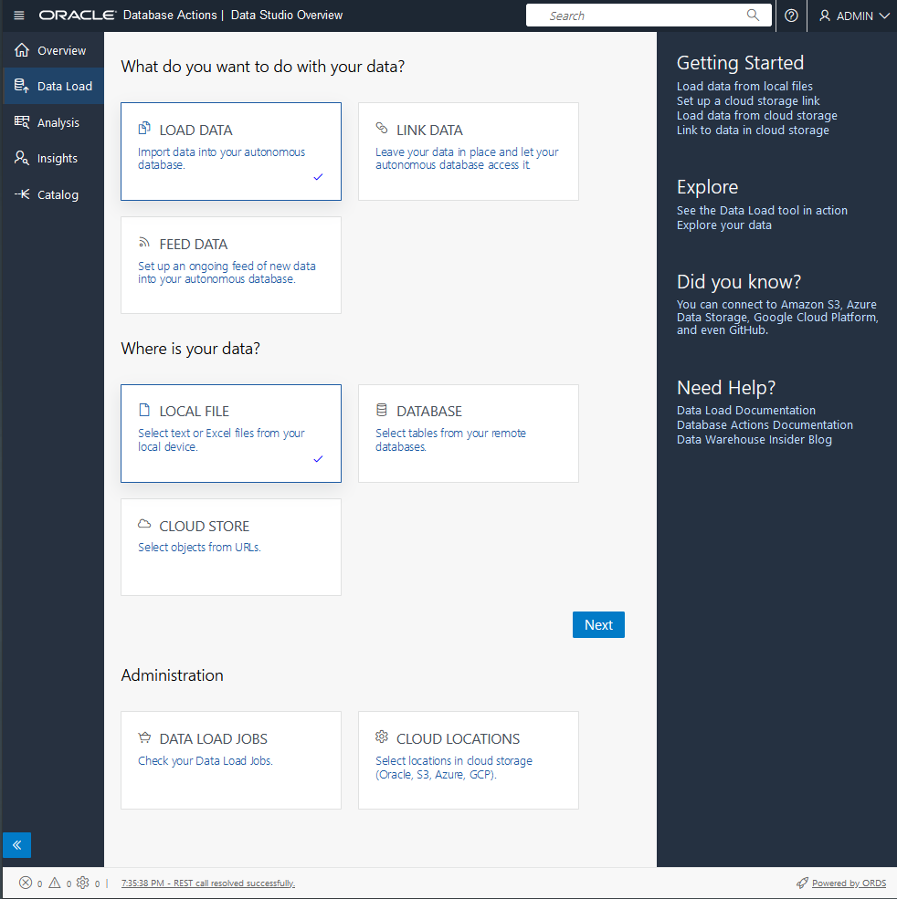 Description of database_actions_load_data.png follows