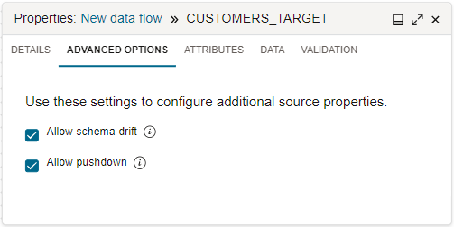 Allow Pushdown checkbox in Properties panel of source operator