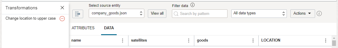 Data Loader transformations panel