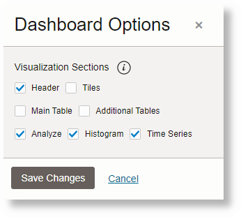 Dashboard Options dialog box