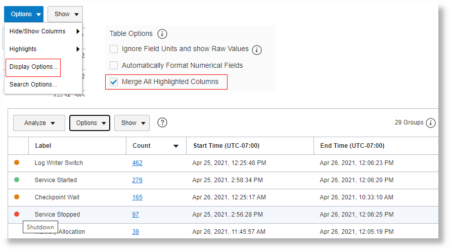 merge the highlighted columns to create a single column