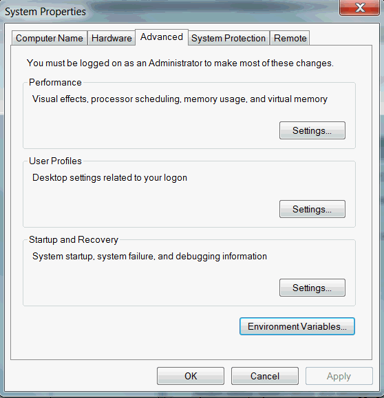 Windows Advanced Settings