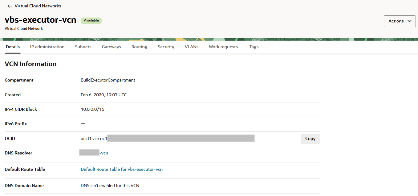 Description of vcn-default-details-page.png follows Description of vcn-default-details-page.png follows