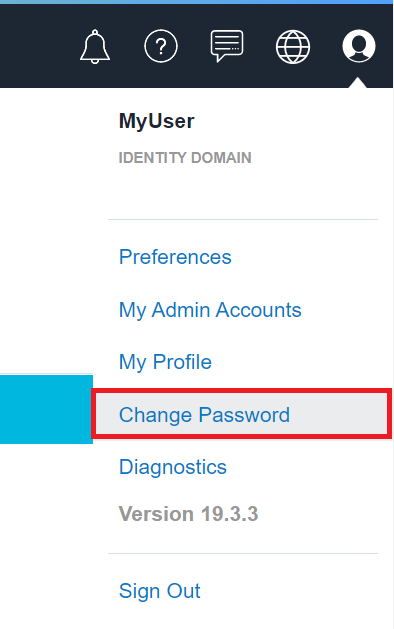 Click to expand User menu showing the Change Password option