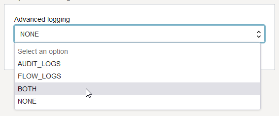 Click to expand Enumerated values for the Advanced logging field.