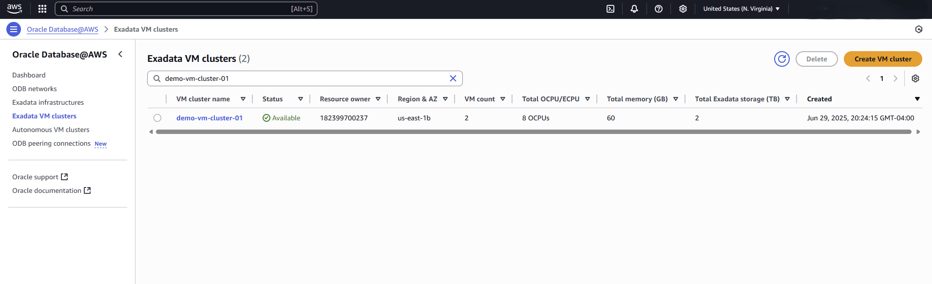 This screenshot shows the final part of creating an Exadata VM Cluster. This screenshot shows the final part of creating an Exadata VM Cluster.