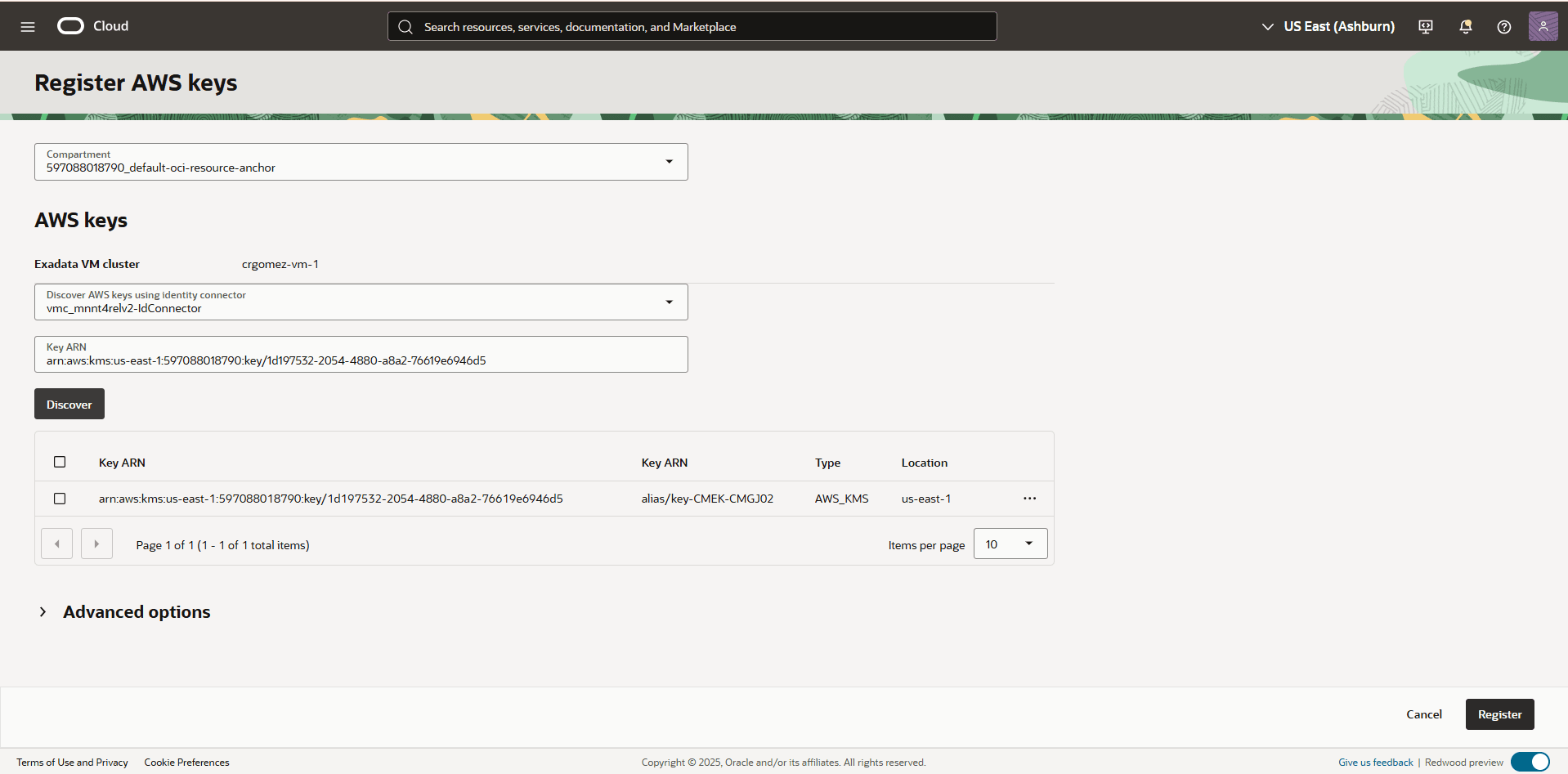 This screenshot shows how to register AWS keys. This screenshot shows how to register AWS keys.