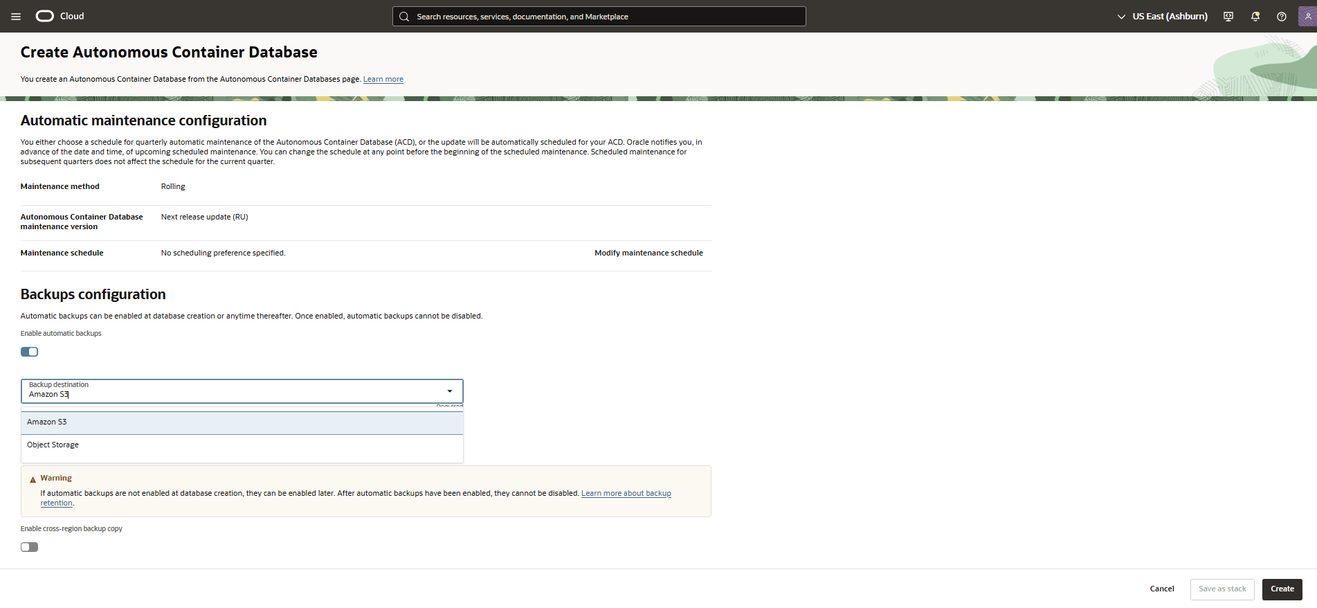 このスクリーンショットは、バックアップの保存先を選択するステップを示しています。