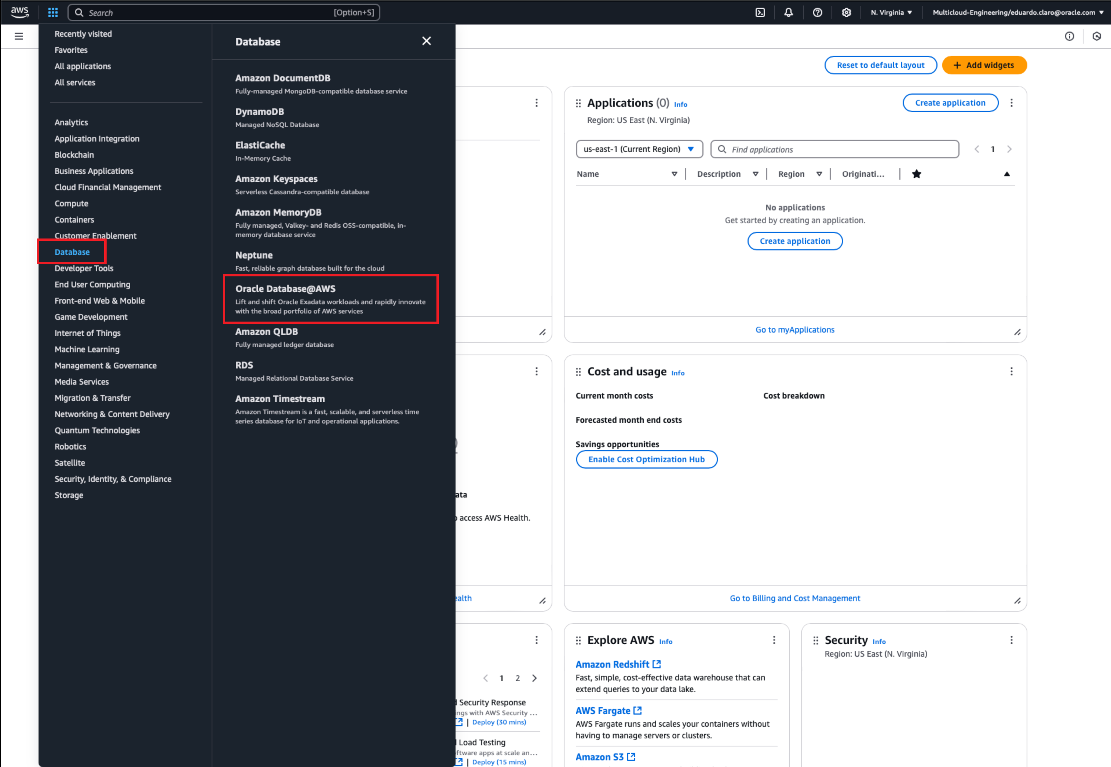 クリックして展開 AWS consoleナビゲーション・メニューのイメージです。