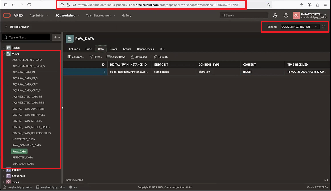 APEXでIoTデジタル・ツイン・スキーマを表示します。