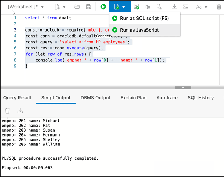 この図は、標準ワークシートで実行されるJavaScriptコードを示しています。