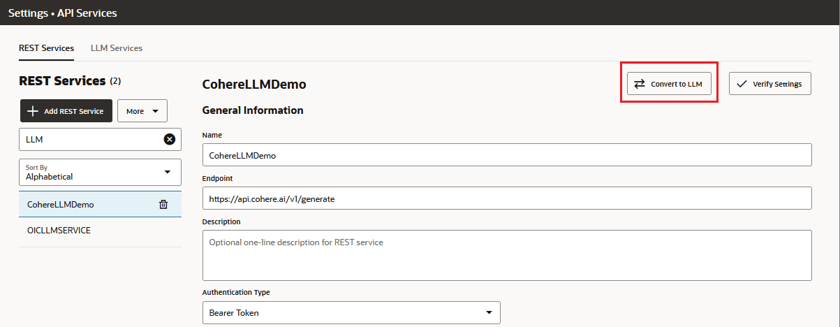 「LLMに変換」ボタン
