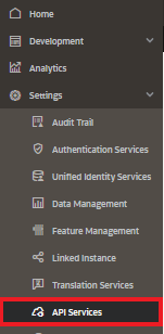 サイド・メニューの「APIサービス」オプション