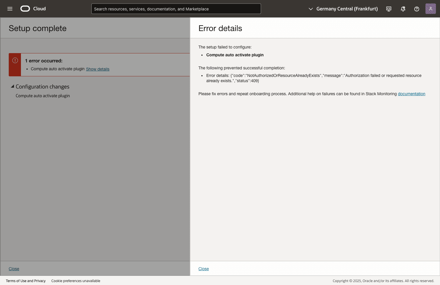 コンピュート自動アクティブ化を作成できません